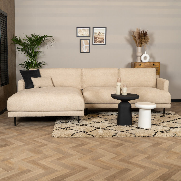 Scandinavische hoekbank Denver bouclé beige links