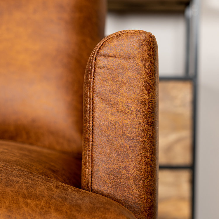 Industriële hoekbank Denver cognac eco-leer links