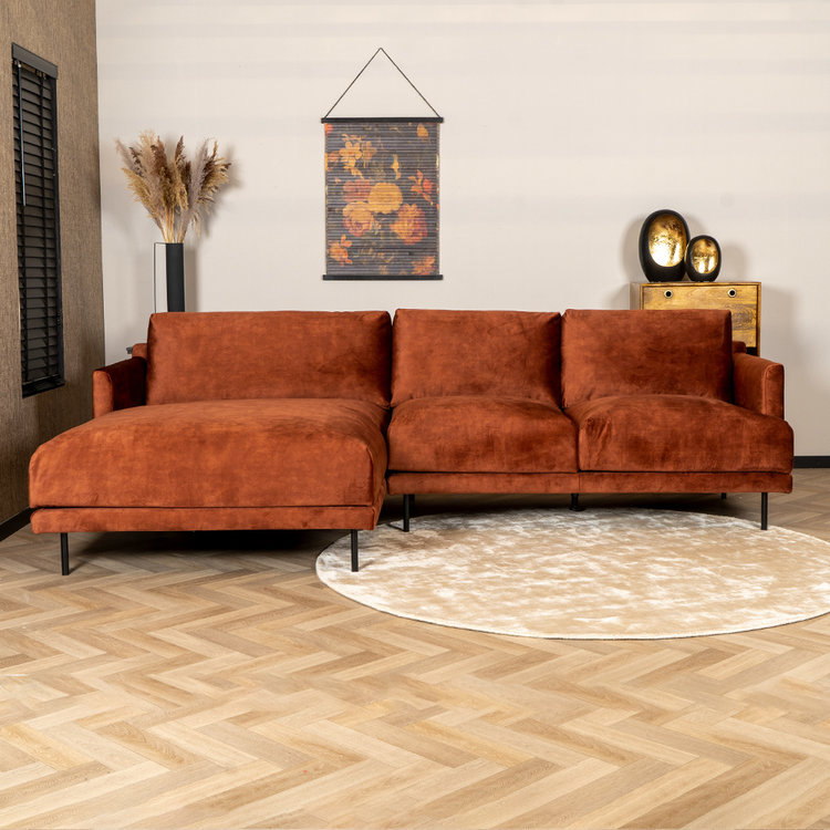 Velvet hoekbank Denver koper links