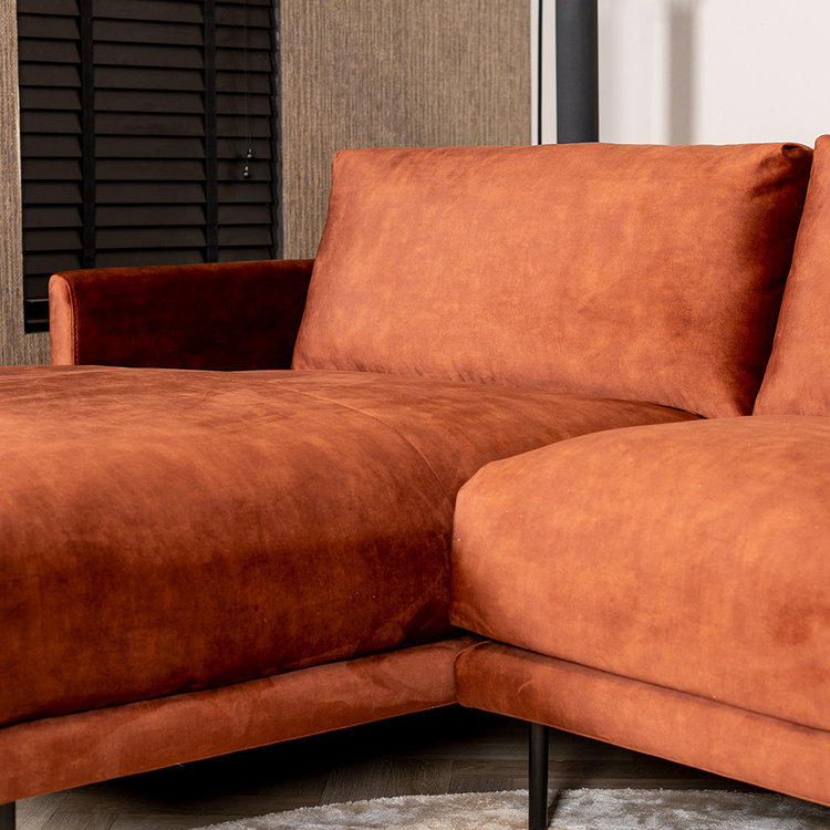 Velvet hoekbank Denver koper links