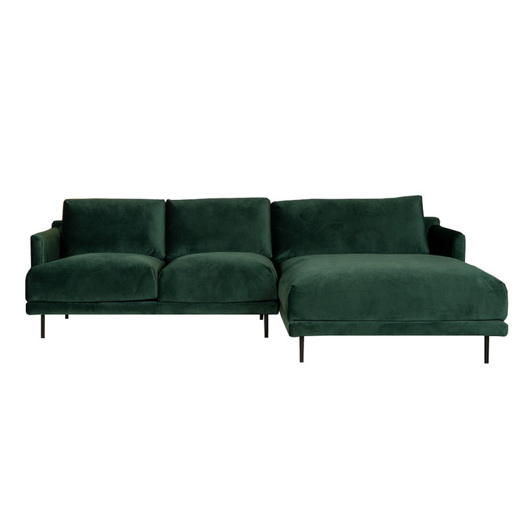 Velvet hoekbank Denver groen rechts