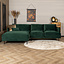 Velvet hoekbank Denver groen links