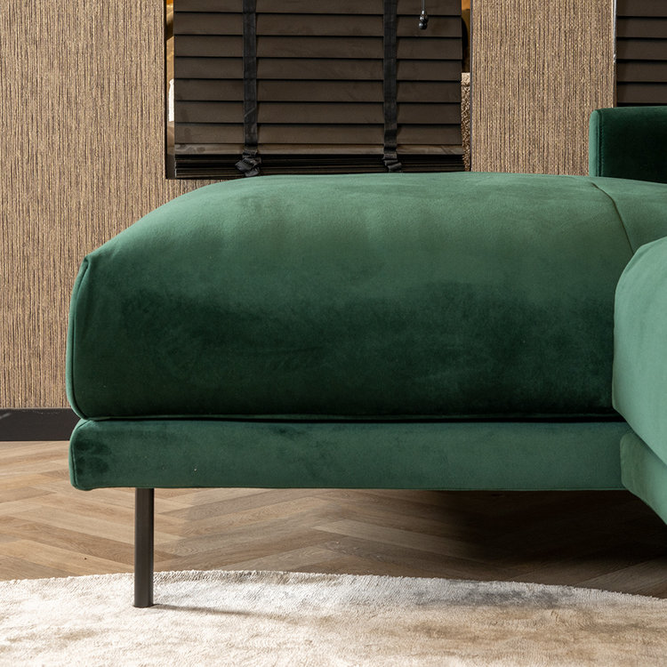 Velvet hoekbank Denver groen links