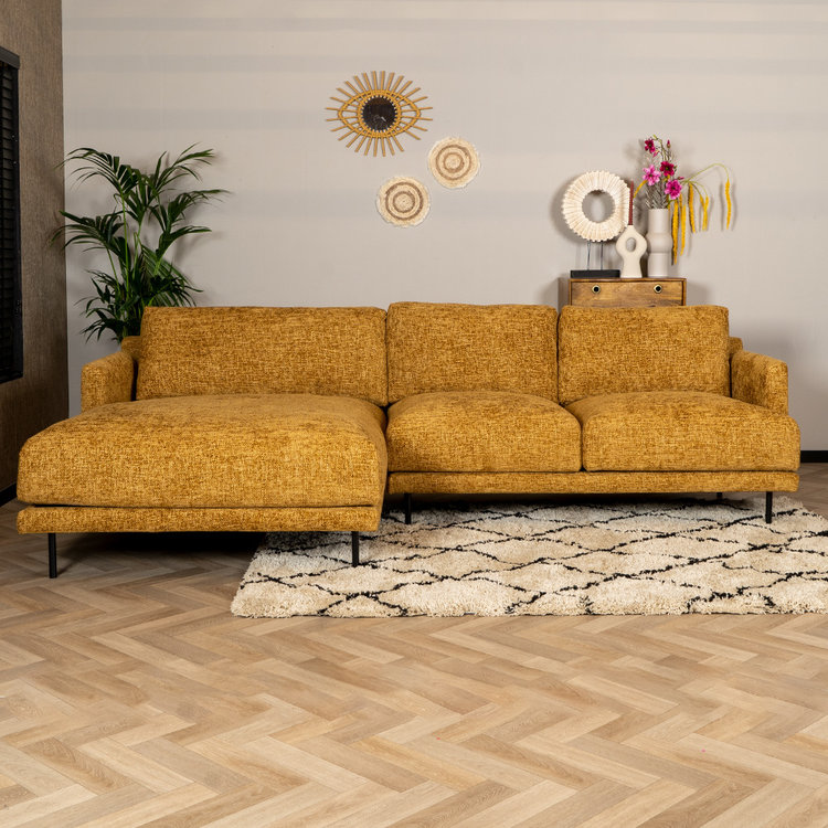 Hoekbank Denver okergeel stof chenille links