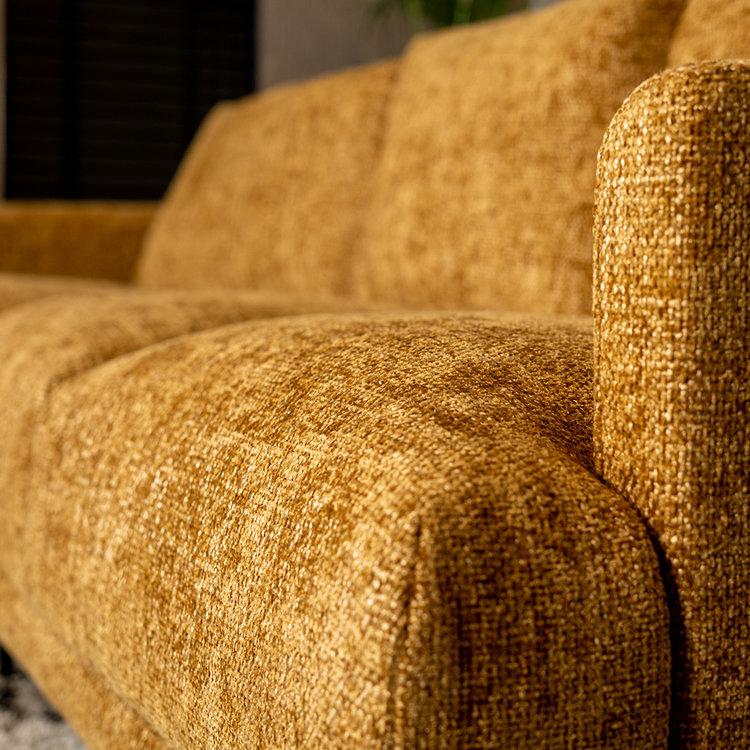 Hoekbank Denver okergeel stof chenille links