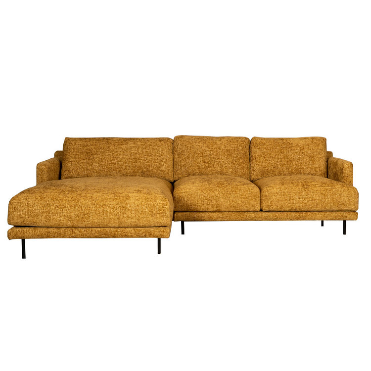 Hoekbank Denver okergeel stof chenille links