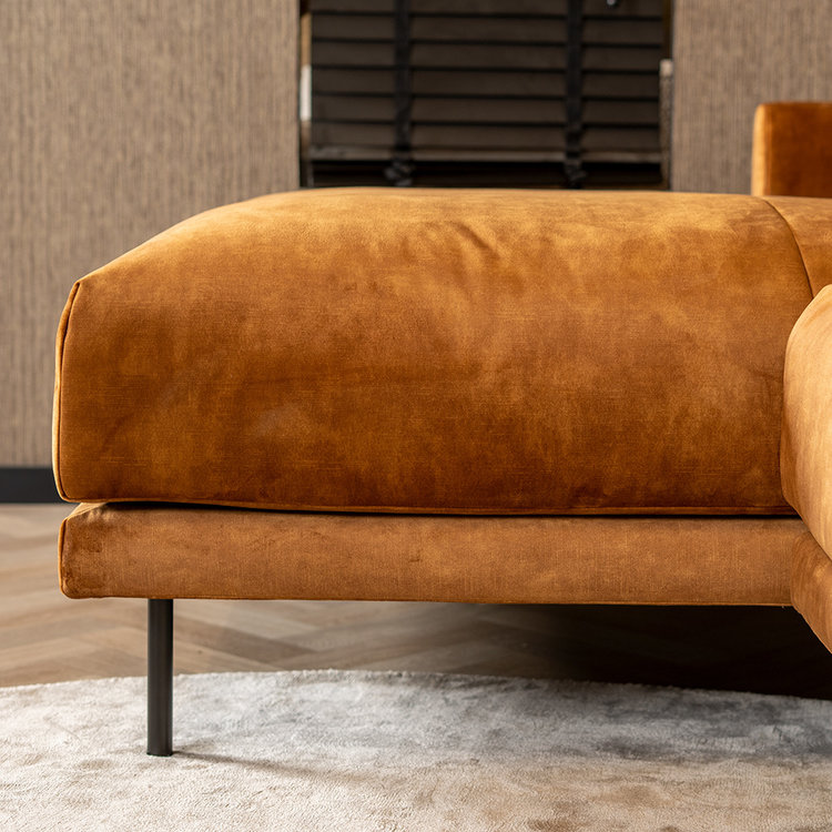 Velvet hoekbank Denver okergeel links