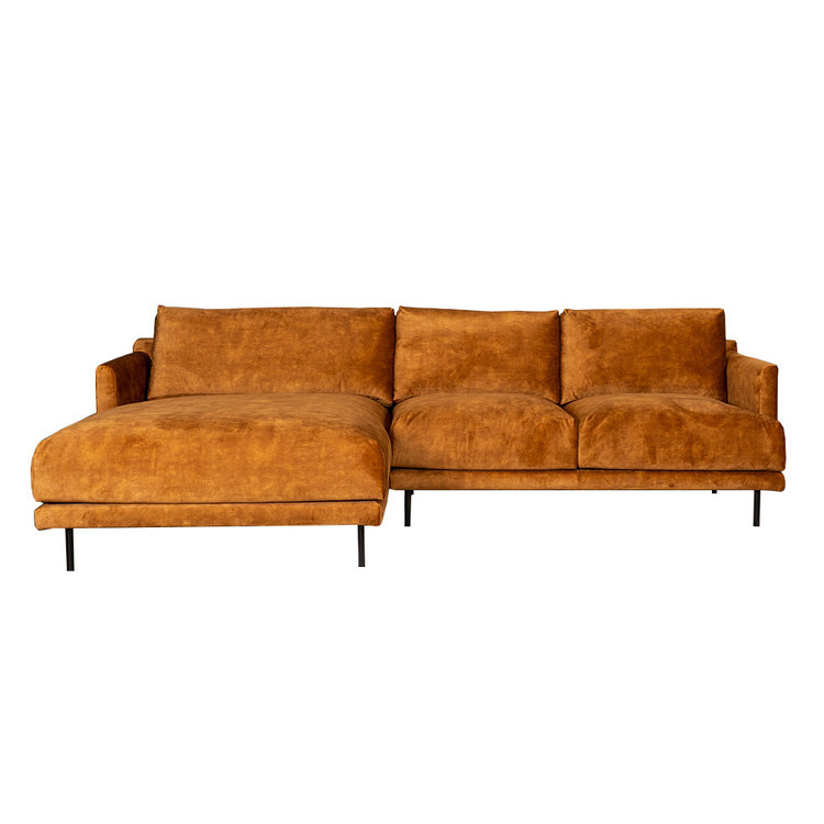 Velvet hoekbank Denver okergeel links