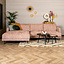 Hoekbank Denver roze stof chenille links