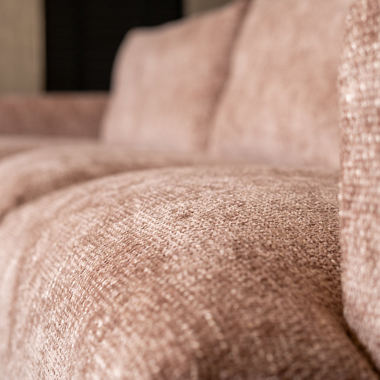 Hoekbank Denver roze stof chenille links