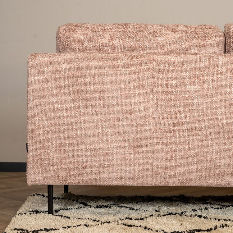 Hoekbank Denver roze stof chenille links