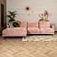 Hoekbank Denver chenille stof roze links