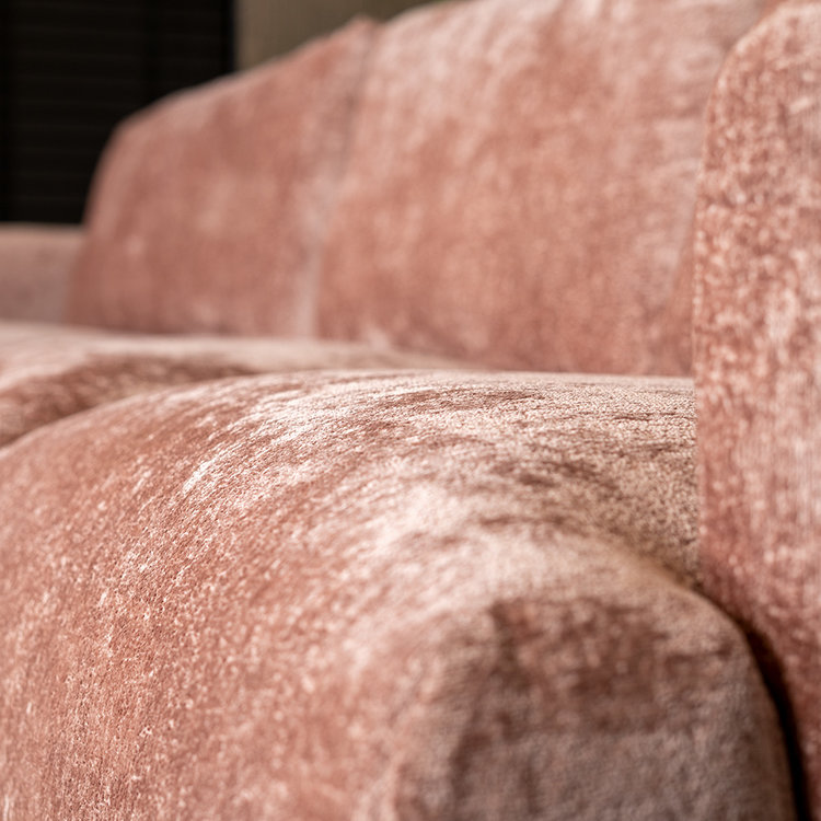 Hoekbank Denver chenille stof roze links