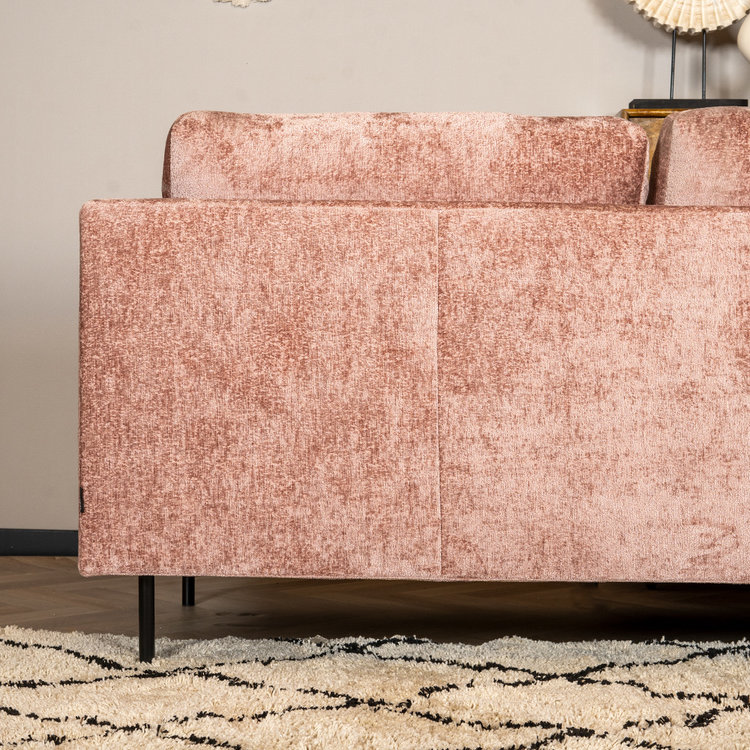 Hoekbank Denver chenille stof roze links