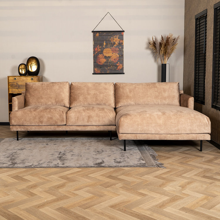 Velvet hoekbank Denver taupe rechts