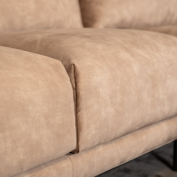 Velvet hoekbank Denver taupe rechts