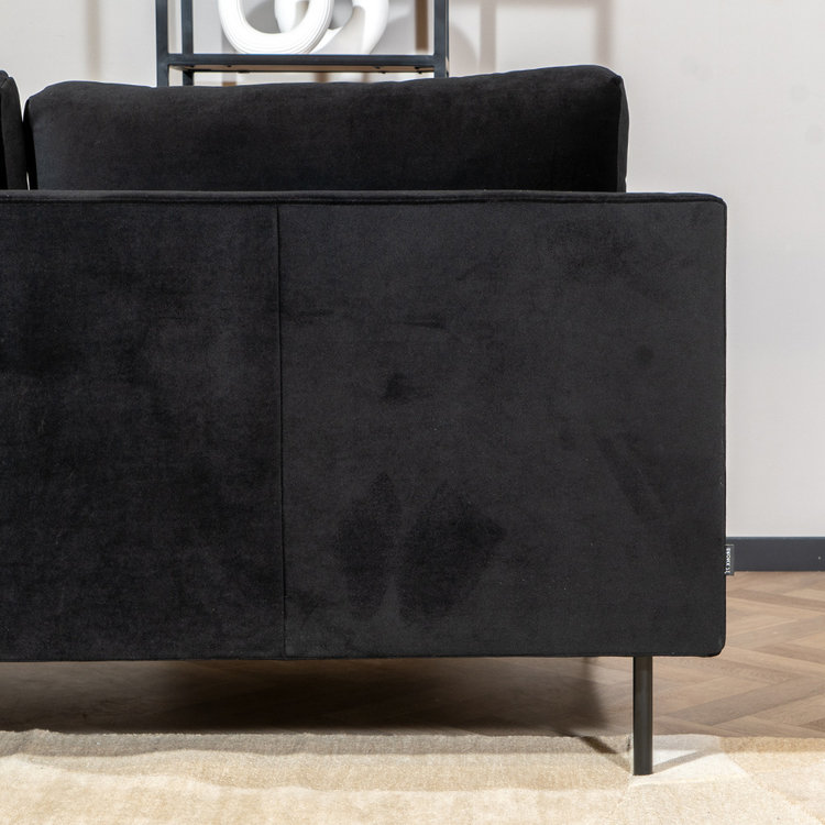 Velvet hoekbank Denver zwart rechts