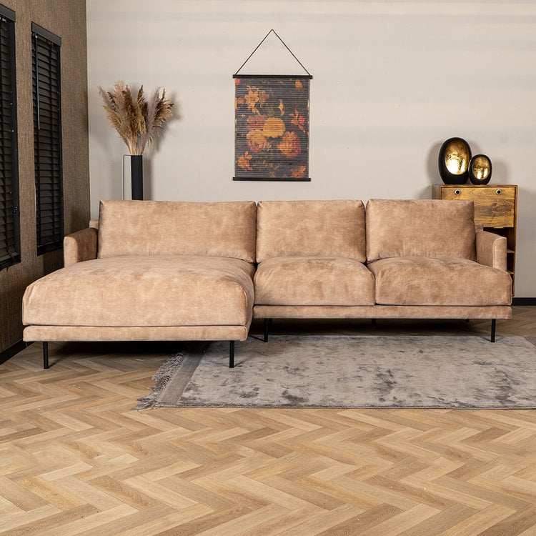 Velvet hoekbank Denver taupe links