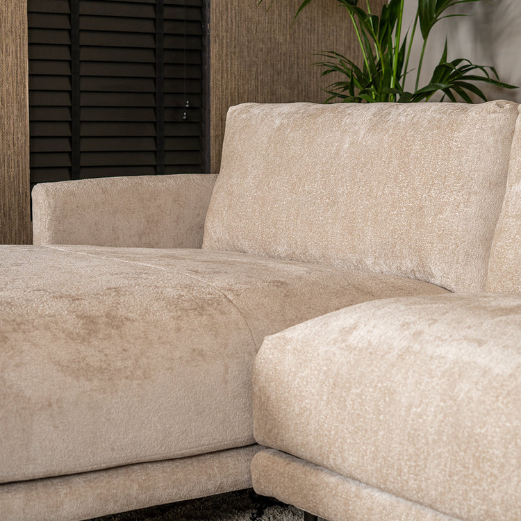 Hoekbank Denver chenille stof wit/beige links