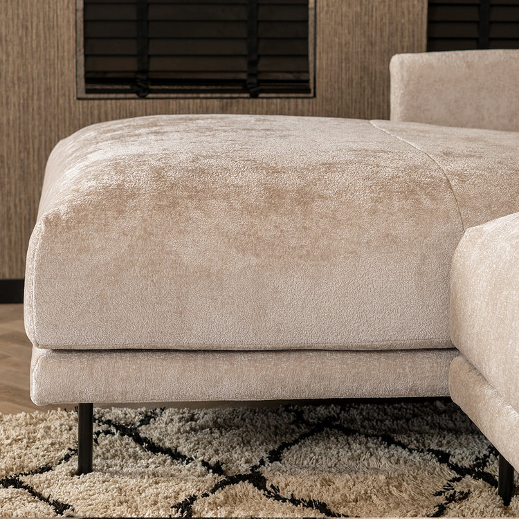 Hoekbank Denver chenille stof wit/beige links