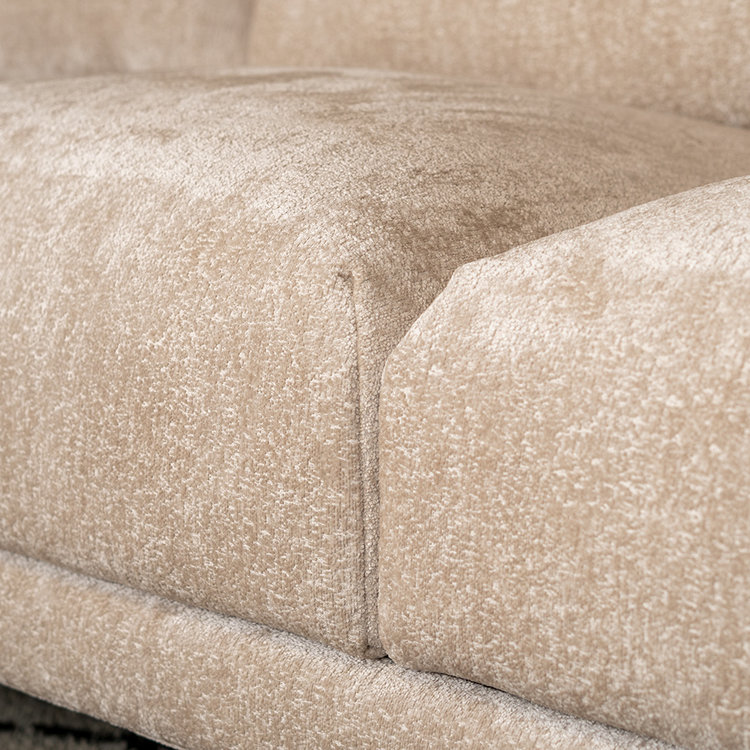 Hoekbank Denver chenille stof wit/beige links