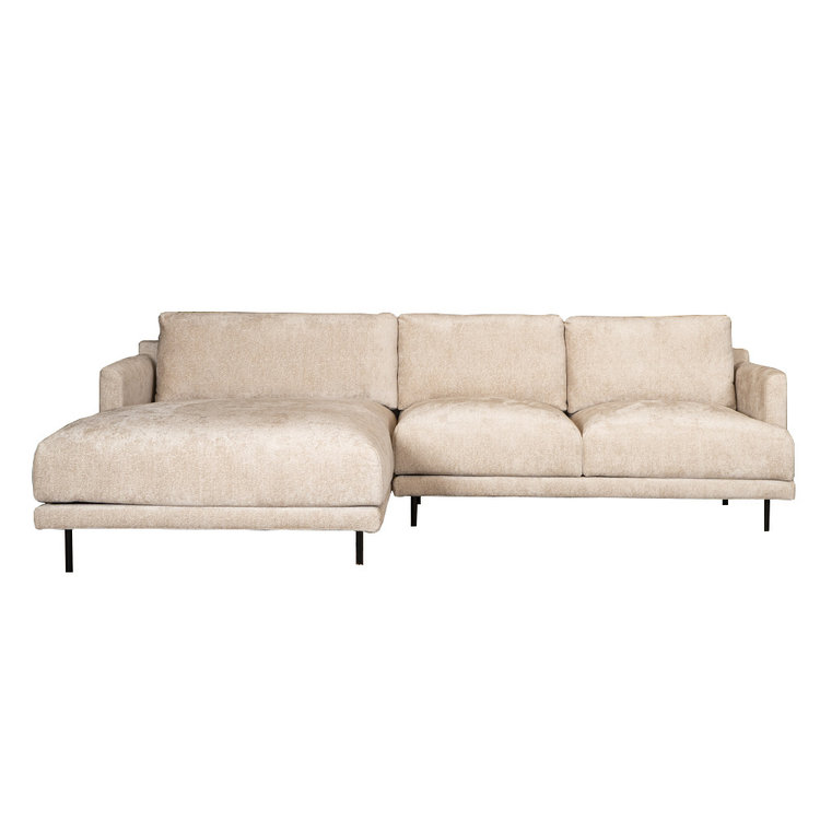 Hoekbank Denver chenille stof wit/beige links