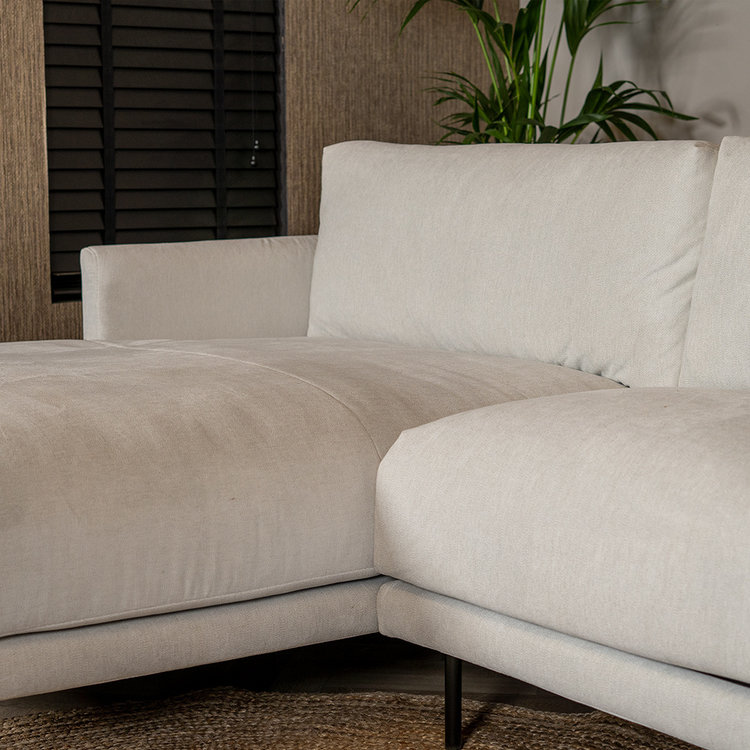 Scandinavische hoekbank Denver off white stof gemêleerd links