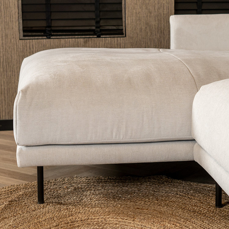 Scandinavische hoekbank Denver off white stof gemêleerd links