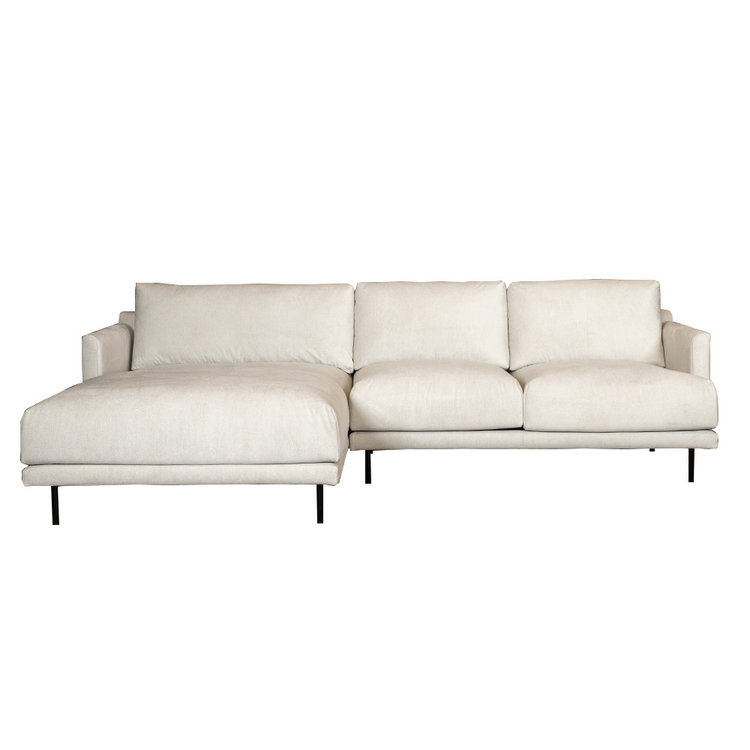 Scandinavische hoekbank Denver off white stof gemêleerd links