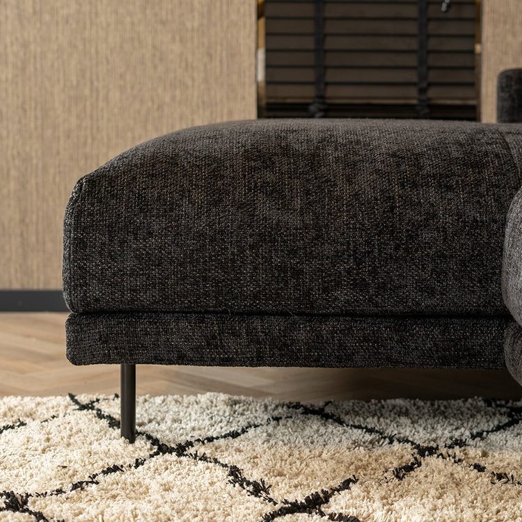 Hoekbank Denver zwart stof chenille links