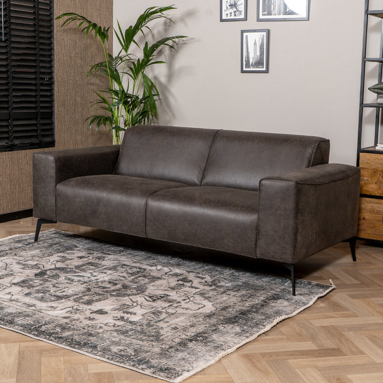 Industriële bank 2,5-zits Vegas eco-leer antraciet