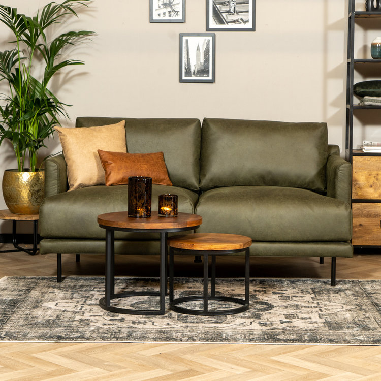 Industriële bank 2,5-zits Denver olijfgroen