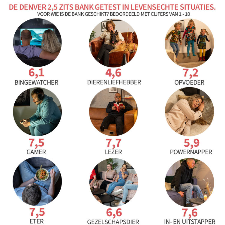 Industriële bank 2,5-zits Denver antraciet