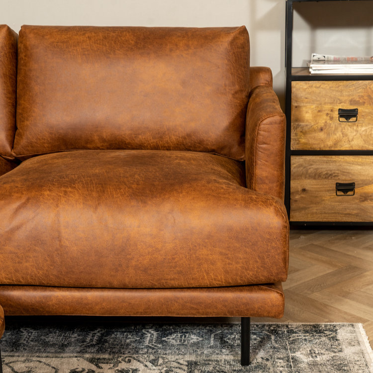 Industriële bank 2,5-zits Denver cognac