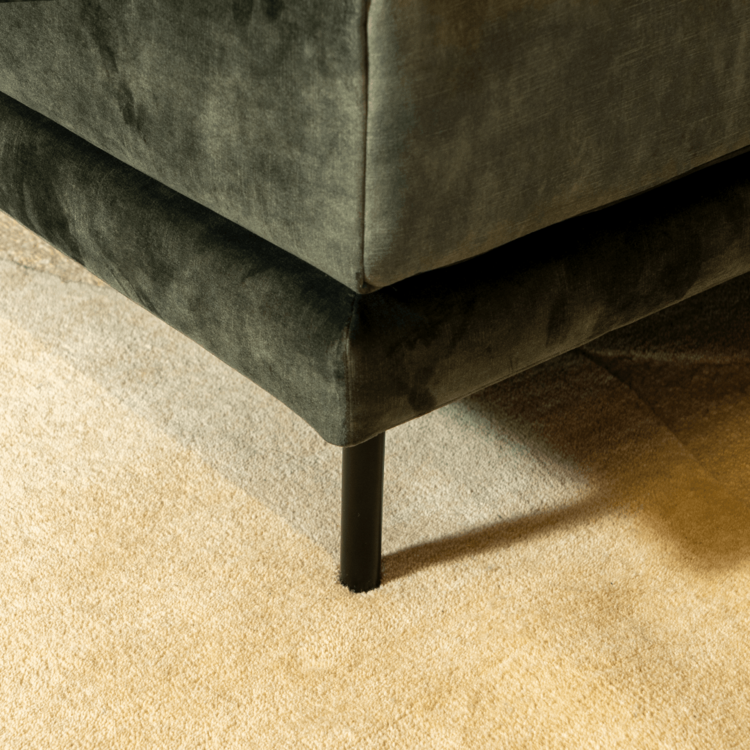Velvet hoekbank Denver donkergroen links