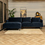 Velvet hoekbank Denver blauw links