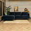 Velvet hoekbank Denver blauw links