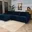 Velvet hoekbank Denver blauw links