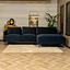 Velvet hoekbank Denver blauw rechts