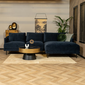 Velvet hoekbank Denver blauw rechts