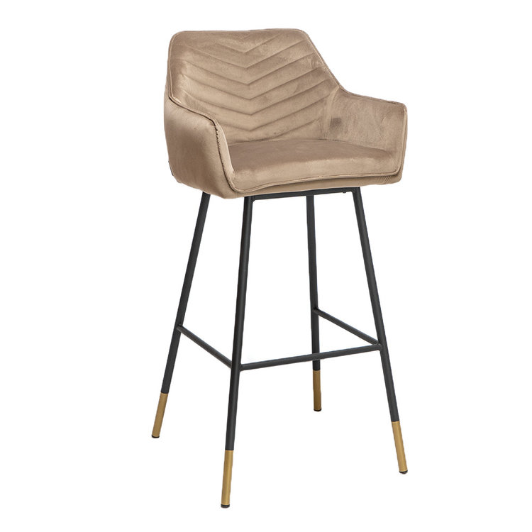 Velvet barkruk Fiona taupe 65-78 cm