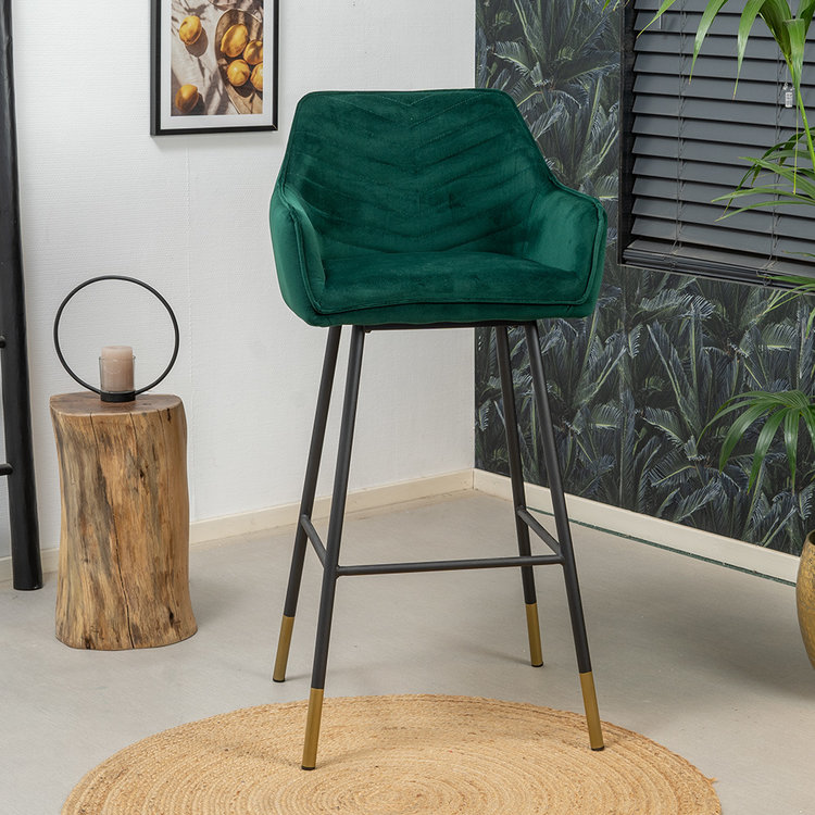 Velvet barkruk Fiona groen 65-78 cm