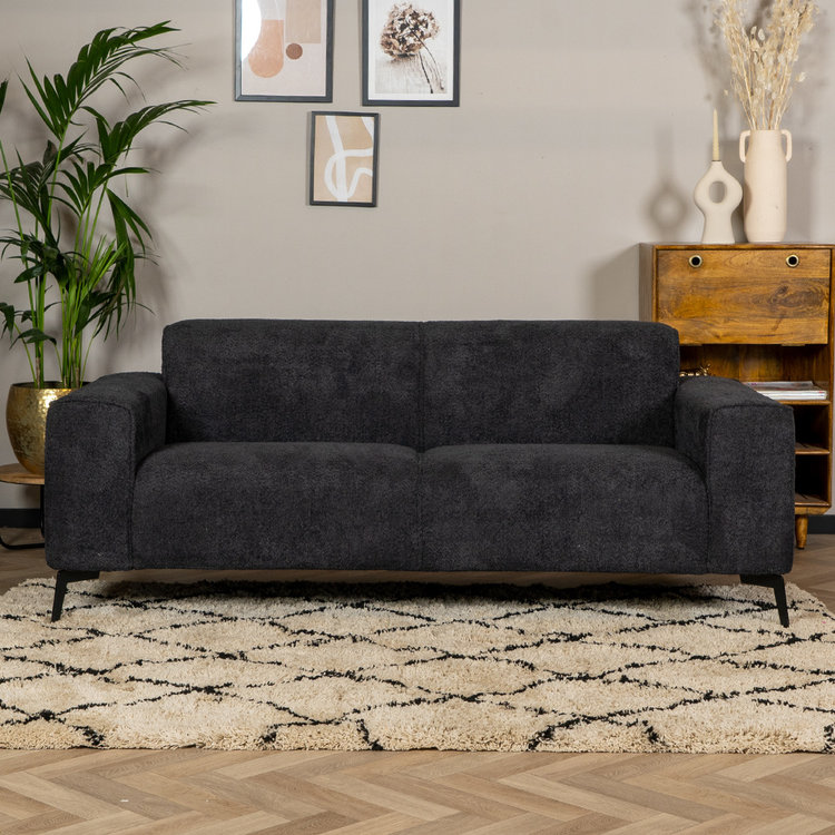 Scandinavische bank 2,5-zits Vegas bouclé zwart