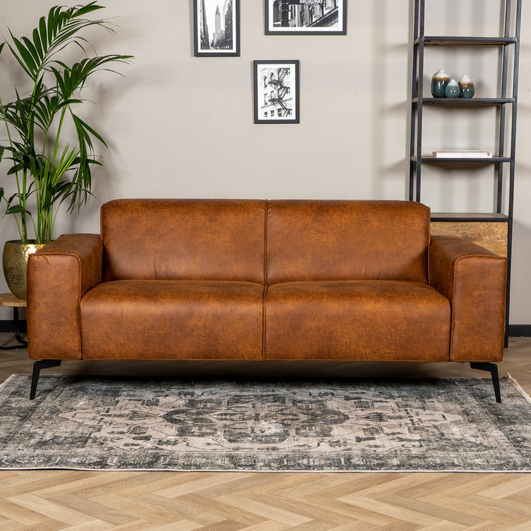 Industriële bank 2,5-zits Vegas eco-leer cognac