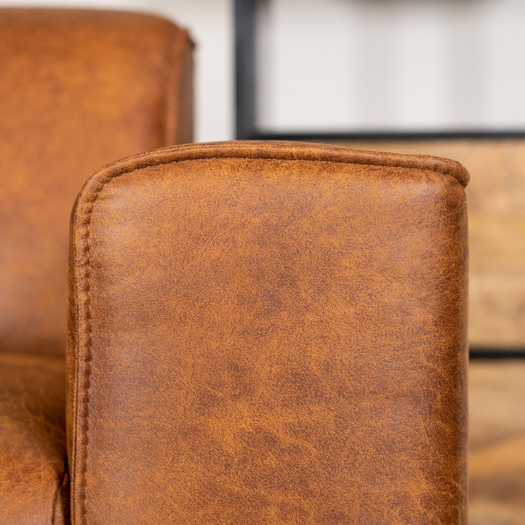 Industriële bank 2,5-zits Vegas eco-leer cognac