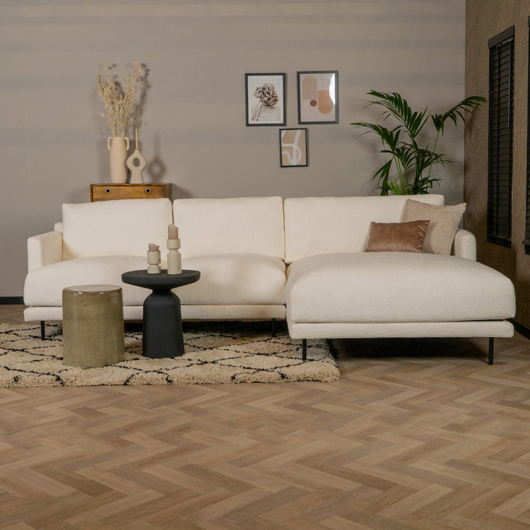 Scandinavische hoekbank Denver bouclé wit rechts