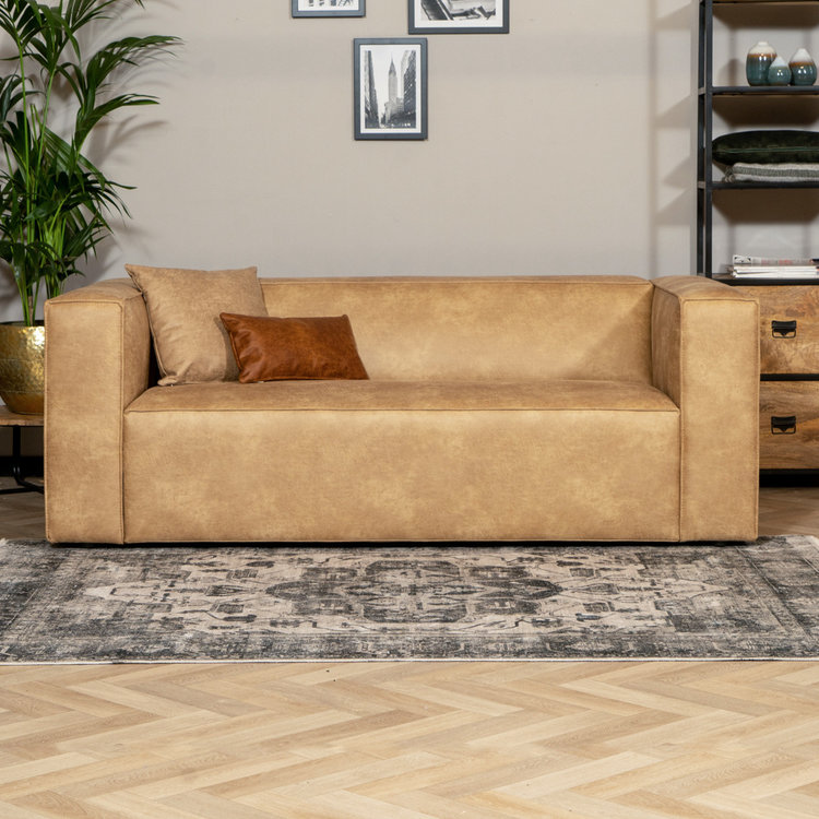 Industriële bank 2,5-zits Memphis eco-leer beige