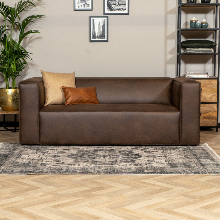 Industriële bank 2,5-zits Memphis eco-leer bruin