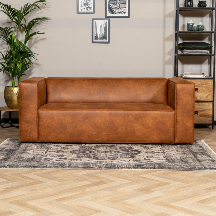 Industriële bank 2,5-zits Memphis eco-leer cognac