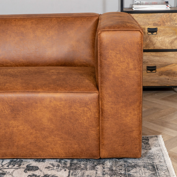 Industriële bank 2,5-zits Memphis eco-leer cognac